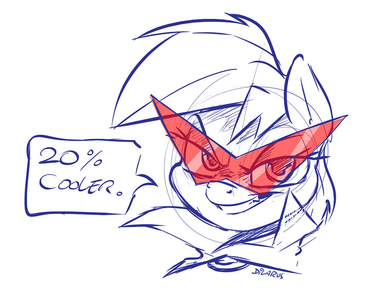 Size: 1280x1037 | Tagged: safe, artist:dilarus, banned from derpibooru, deleted from derpibooru, derpibooru import, rainbow dash, 20% cooler, crossover, grin, kamina sunglasses, smiling, solo, speech bubble, sunglasses, tengen toppa gurren lagann