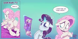 Size: 6000x3000 | Tagged: suggestive, artist:anonymous, artist:dilarus, artist:greyscaleart, banned from derpibooru, deleted from derpibooru, derpibooru import, edit, edited edit, fluttershy, rarity, pegasus, pony, unicorn, meet-the-pones, green isn't your color, absurd resolution, ahegao, bedroom eyes, blushing, butt, comic, dialogue, dock, duo, duo female, embarrassed, featureless crotch, female, females only, floppy ears, flutterbutt, frown, glowing horn, gradient background, horn, jealous, levitation, looking at you, looking back, magazine, magic, messy mane, open mouth, plot, porn, porn magazine, presenting, prone, raised tail, shy, sploot, sweat, sweatdrop, tail, telekinesis, tongue out, uncensored, underhoof, wide eyes
