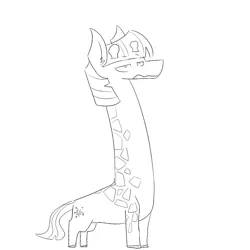 Size: 900x900 | Tagged: safe, artist:input-command, banned from derpibooru, deleted from derpibooru, derpibooru import, twilight sparkle, giraffe, black and white, ear fluff, giraffied, grayscale, lidded eyes, monochrome, simple background, solo, species swap, white background