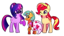 Size: 1280x720 | Tagged: safe, artist:little-tweenframes, banned from derpibooru, deleted from derpibooru, derpibooru import, sci-twi, snails, sunset shimmer, twilight sparkle, ponified, pony, unicorn, equestria girls, clothes, cute, dress, equestria girls ponified, female, lesbian, scitwishimmer, shimmerbetes, shipping, simple background, sunsetsparkle, trio, twiabetes, unicorn sci-twi