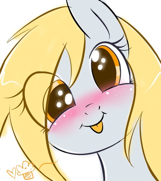 Size: 800x900 | Tagged: safe, artist:senseidezzy, banned from derpibooru, deleted from derpibooru, derpibooru import, derpy hooves, pegasus, pony, blushing, cute, derpabetes, face, female, looking at you, mare, smiling, solo, tongue out