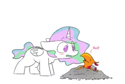 Size: 605x408 | Tagged: safe, artist:input-command, banned from derpibooru, deleted from derpibooru, derpibooru import, philomena, princess celestia, alicorn, phoenix, pony, ash, chibi, cute, duo, female, filly, filly celestia, mare, phoenix chick, simple background, white background, younger