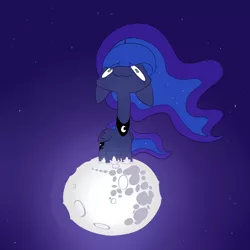 Size: 1280x1280 | Tagged: safe, artist:input-command, banned from derpibooru, deleted from derpibooru, derpibooru import, nightmare moon, princess luna, alicorn, pony, crying, floppy ears, long neck, mare in the moon, moon, sad, short legs, solo, space, stars, tangible heavenly object, wavy mouth