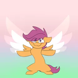 Size: 1800x1800 | Tagged: safe, artist:input-command, banned from derpibooru, deleted from derpibooru, derpibooru import, part of a set, scootaloo, pony, blushing, gradient background, solo