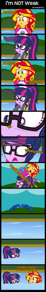 Size: 1235x7812 | Tagged: safe, artist:paulysentry, banned from derpibooru, deleted from derpibooru, derpibooru import, sci-twi, sunset shimmer, twilight sparkle, bee, insect, equestria girls, legend of everfree, absurd resolution, comic, water