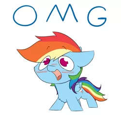 Size: 1135x1077 | Tagged: safe, artist:input-command, banned from derpibooru, deleted from derpibooru, derpibooru import, rainbow dash, pegasus, pony, blushing, chest fluff, dialogue, floppy ears, omg, open mouth, simple background, solo, white background, wide eyes