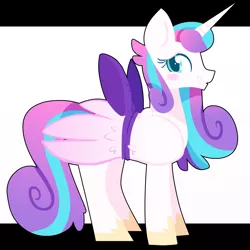 Size: 1000x1000 | Tagged: safe, artist:little-tweenframes, banned from derpibooru, deleted from derpibooru, derpibooru import, princess flurry heart, pony, bound wings, bow, headcanon, impossibly large wings, large wings, older, solo, wings