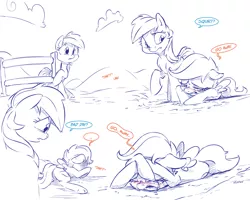 Size: 5000x4000 | Tagged: safe, artist:dilarus, banned from derpibooru, deleted from derpibooru, derpibooru import, rainbow dash, scootaloo, pony, comic:the only one, absurd resolution, blushing, comic, crying, fence, monochrome, neo noir, partial color, scootaloo can't fly, underhoof