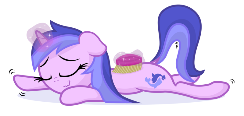 Size: 2743x1306 | Tagged: safe, artist:vito, banned from derpibooru, deleted from derpibooru, derpibooru import, sea swirl, seafoam, dolphin, pony, unicorn, background pony, brush, brushie, brushie brushie, brushing, cute, eyes closed, female, floppy ears, grooming, happy, lying down, magic, mare, seadorable, simple background, solo, transparent background, wavy mouth