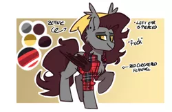 Size: 1024x668 | Tagged: safe, artist:hiccupsdoesart, banned from derpibooru, deleted from derpibooru, derpibooru import, oc, oc:rewrite auriar, unofficial characters only, bat pony, pony, bat pony oc, bat wings, beanie, cute, flannel, hat, raised hoof, reference sheet, wings