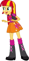 Size: 1024x2153 | Tagged: safe, artist:iamsheila, artist:paulysentry, banned from derpibooru, deleted from derpibooru, derpibooru import, edit, vector edit, sunset shimmer, twilight sparkle, equestria girls, alternate hairstyle, boots, clothes, female, palette swap, recolor, shoes, simple background, skirt, solo, transparent background, vector