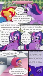 Size: 720x1280 | Tagged: safe, artist:little-tweenframes, banned from derpibooru, deleted from derpibooru, derpibooru import, sci-twi, sunset shimmer, twilight sparkle, oc, oc:honeycrisp blossom, earth pony, pony, unicorn, comic:the wonder scouts, series:sciset diary, comic, female, filly, lesbian, missing cutie mark, offspring, parent:big macintosh, parent:princess cadance, parents:cadmac, scitwishimmer, shipping, sunsetsparkle