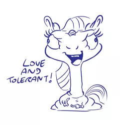 Size: 1523x1580 | Tagged: safe, artist:dilarus, banned from derpibooru, deleted from derpibooru, derpibooru import, twilight sparkle, pony, comic:the many faces of twilight sparkle, female, love and tolerate, monochrome, solo, stylistic suck, wat