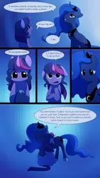 Size: 720x1280 | Tagged: safe, artist:little-tweenframes, banned from derpibooru, deleted from derpibooru, derpibooru import, princess luna, sci-twi, twilight sparkle, ponified, alicorn, pony, unicorn, comic:an ace of hearts, series:sciset diary, asexual, comforting, comic, dialogue, female, hug, implied lesbian, implied scitwishimmer, implied shipping, implied sunset shimmer, implied sunsetsparkle, mare, speech bubble