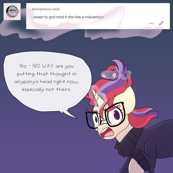 Size: 1300x1300 | Tagged: safe, artist:little-tweenframes, banned from derpibooru, deleted from derpibooru, derpibooru import, moondancer, series:sciset diary, angry, answer, implied labor, implied lesbian, implied pregnancy, implied sci-twi, implied scitwishimmer, implied shipping, implied sunset shimmer, implied sunsetsparkle, implied twilight sparkle, interrupted, looking at you, magic, worried