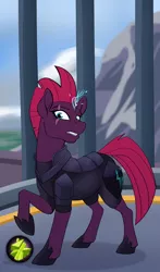 Size: 1322x2242 | Tagged: safe, artist:acesential, banned from derpibooru, deleted from derpibooru, derpibooru import, tempest shadow, my little pony: the movie, armor, broken horn, clothes, eye scar, female, horn, looking at you, mare, obsidian orb, raised hoof, scar, shoes, solo, transformation, transformation sequence, transgender transformation