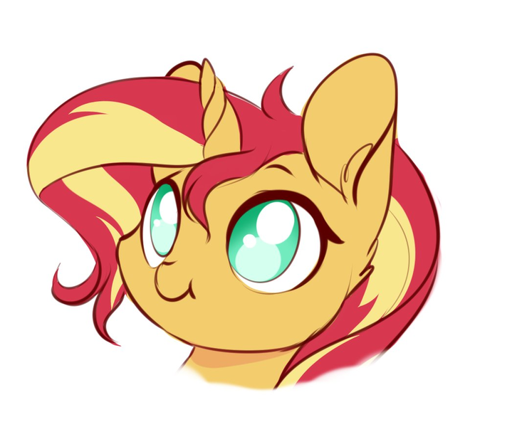 Size: 1057x873 | Tagged: safe, artist:dvixie, banned from derpibooru, deleted from derpibooru, derpibooru import, sunset shimmer, pony, unicorn, bust, cute, female, mare, portrait, shimmerbetes, simple background, solo, white background