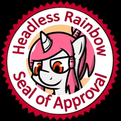 Size: 1205x1200 | Tagged: safe, artist:pokefound, banned from derpibooru, deleted from derpibooru, derpibooru import, oc, oc:crimson prose, unicorn, author:headless rainbow, pigtails, seal of approval, solo