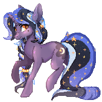 Size: 200x200 | Tagged: safe, artist:petrinox, banned from derpibooru, deleted from derpibooru, derpibooru import, oc, oc:persephone, unofficial characters only, pony, unicorn, ethereal mane, female, looking back, mare, pixel art, raised hoof, simple background, solo, standing, starry mane, transparent background