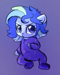 Size: 473x591 | Tagged: safe, artist:little-tweenframes, banned from derpibooru, deleted from derpibooru, derpibooru import, oc, oc:sparkling sapphire, series:sciset diary, equestria girls, baby, clothes, looking at you, magical lesbian spawn, offspring, pajamas, parent:sci-twi, parent:sunset shimmer, parents:scitwishimmer, ponied up, simple background