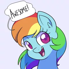 Size: 1000x1000 | Tagged: safe, artist:little-tweenframes, banned from derpibooru, deleted from derpibooru, derpibooru import, rainbow dash, pony, series:cloudsdale symphony, awesome, bust, cute, dashabetes, female, looking at you, mare, open mouth, portrait, simple background, smiling, solo, white background