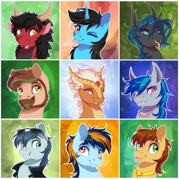 Size: 900x902 | Tagged: safe, artist:dvixie, banned from derpibooru, deleted from derpibooru, derpibooru import, oc, unofficial characters only, changeling, dracony, dragon, hybrid, pony, changeling oc, commission, female, male, mare, smiling, stallion, sunglasses, tongue out