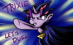 Size: 1316x810 | Tagged: safe, artist:southparktaoist, banned from derpibooru, deleted from derpibooru, derpibooru import, twilight sparkle, parody, solo, yu-gi-oh!