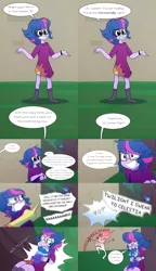 Size: 2560x4436 | Tagged: safe, artist:little-tweenframes, banned from derpibooru, deleted from derpibooru, derpibooru import, sci-twi, sunset shimmer, twilight sparkle, oc, oc:sparkling sapphire, series:sciset diary, equestria girls, comic, female, lesbian, magical lesbian spawn, offspring, parent:sci-twi, parent:sunset shimmer, parents:scitwishimmer, scitwishimmer, shipping, sunsetsparkle, that pony sure does love science