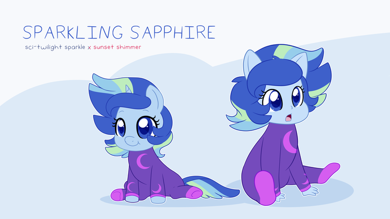 Size: 5333x3000 | Tagged: safe, artist:little-tweenframes, banned from derpibooru, deleted from derpibooru, derpibooru import, oc, oc:sparkling sapphire, unofficial characters only, pony, unicorn, series:sciset diary, equestria girls, magical lesbian spawn, offspring, parent:sci-twi, parent:sunset shimmer, parents:scitwishimmer, self ponidox