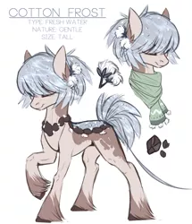 Size: 4064x4724 | Tagged: safe, artist:petrinox, banned from derpibooru, deleted from derpibooru, derpibooru import, oc, oc:cotton frost, unofficial characters only, original species, pond pony, absurd resolution, clothes, cotton, reference sheet, scarf, solo