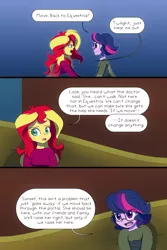 Size: 1000x1500 | Tagged: safe, artist:little-tweenframes, banned from derpibooru, deleted from derpibooru, derpibooru import, sci-twi, sunset shimmer, twilight sparkle, human, comic:homing in place, series:sciset diary, equestria girls, comic, female, lesbian, scitwishimmer, shipping, sunsetsparkle