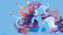 Size: 3840x2160 | Tagged: safe, artist:spacekitty, banned from derpibooru, deleted from derpibooru, derpibooru import, trixie, pony, unicorn, abstract background, cape, clothes, cutie mark, female, hat, hooves, horn, lineless, mare, minimalist, modern art, rearing, silhouette, solo, wallpaper