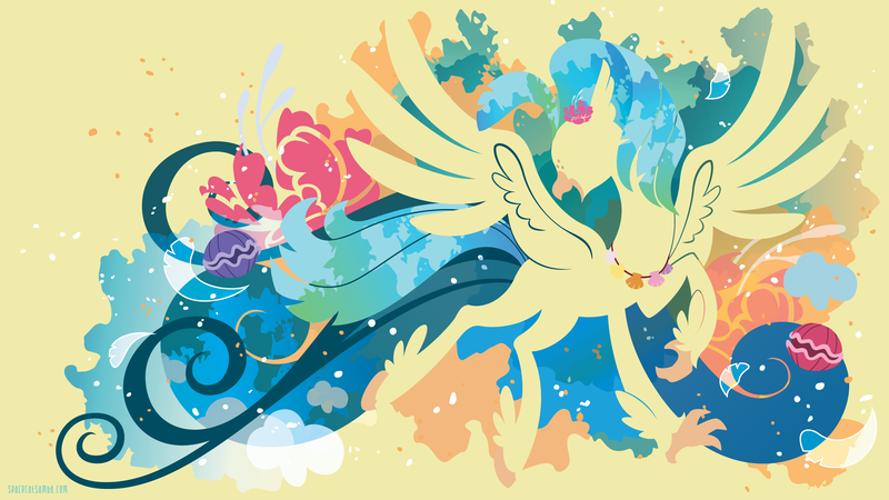 Size: 3840x2160 | Tagged: safe, artist:spacekitty, banned from derpibooru, deleted from derpibooru, derpibooru import, princess skystar, shelldon, shelly, classical hippogriff, hippogriff, my little pony: the movie, clam, female, jewelry, necklace, pearl, seashell, seashell necklace, silhouette, smiling, wallpaper