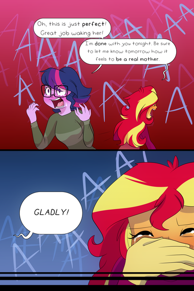 2240406 - safe, artist:little-tweenframes, banned from derpibooru, deleted  from derpibooru, derpibooru import, sci-twi, sunset shimmer, twilight  sparkle, oc, oc:sparkling sapphire, comic:homing in place, series:sciset  diary, equestria girls, alternate