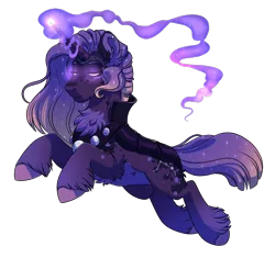 Size: 1600x1504 | Tagged: safe, artist:lopoddity, banned from derpibooru, deleted from derpibooru, derpibooru import, oc, oc:aries, unofficial characters only, armor, chest fluff, commission, ethereal mane, glowing eyes, glowing horn, horn, magical lesbian spawn, male, offspring, parent:princess luna, parents:tempestluna, parent:tempest shadow, simple background, solo, starry mane, transparent background, unshorn fetlocks