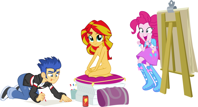Size: 5467x2960 | Tagged: questionable, artist:cloudyglow, artist:emper24, artist:iamadinosaurrarrr, artist:paulysentry, artist:pixelkitties, artist:sasusumasu, artist:techrainbow, banned from derpibooru, deleted from derpibooru, derpibooru import, edit, edited edit, editor:slayerbvc, vector edit, flash sentry, pinkie pie, sunset shimmer, a banner day, equestria girls, equestria girls (movie), friendship games, rainbow rocks, absurd resolution, adorasexy, all fours, artistic nudity, barefoot, belly button, breasts, casual nudity, clothed female nude female, clothed male nude female, cute, cute porn, drawing, duffle bag, easel, energy drink, feet, female, hand, kneeling, looking at you, male, marker, markers, nipples, nude edit, nude model, nudity, paper, pedestal, pillow, practitioner of naturism, seiza, sexy, shimmerbetes, show accurate, silly human, simple background, sitting, smiling, tongue out, traditional art, transparent background, trio, vector