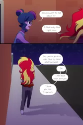 Size: 1280x1920 | Tagged: safe, artist:little-tweenframes, banned from derpibooru, deleted from derpibooru, derpibooru import, sci-twi, sunset shimmer, twilight sparkle, comic:aria's archives, comic:of babes and heartbreaks, series:sciset diary, equestria girls, alternate costumes, comic, female, lesbian, scitwishimmer, shipping, sunsetsparkle