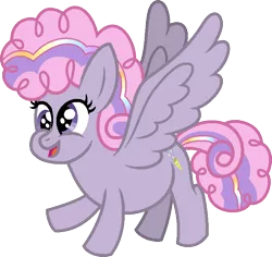 Size: 762x719 | Tagged: safe, artist:amrasfelagund, banned from derpibooru, deleted from derpibooru, derpibooru import, oc, oc:sparkler surprise, unofficial characters only, pegasus, pony, chubby, chubby cheeks, description is relevant, flying, friendship is magic: the next generation, magical lesbian spawn, offspring, open mouth, parent:pinkie pie, parent:rarity, parents:raripie, simple background, solo, strabismus, transparent background