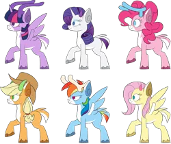 Size: 3271x2743 | Tagged: safe, artist:taaffeiite, banned from derpibooru, deleted from derpibooru, derpibooru import, applejack, fluttershy, pinkie pie, rainbow dash, rarity, twilight sparkle, alicorn, deer, reindeer, best gift ever, antlers, cloven hooves, colored hooves, deerified, mane six, reindeer dash, reindeerified, simple background, species swap, that was fast, transparent background, twilight sparkle (alicorn)