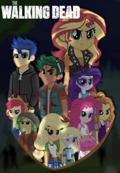 Size: 4686x6739 | Tagged: safe, artist:paulysentry, banned from derpibooru, deleted from derpibooru, derpibooru import, adagio dazzle, apple bloom, applejack, derpy hooves, flash sentry, pinkie pie, rarity, sandalwood, sunset shimmer, timber spruce, comic:the walking dead, equestria girls, equestria girls series, absurd resolution, black eye, looking at you, the walking dead