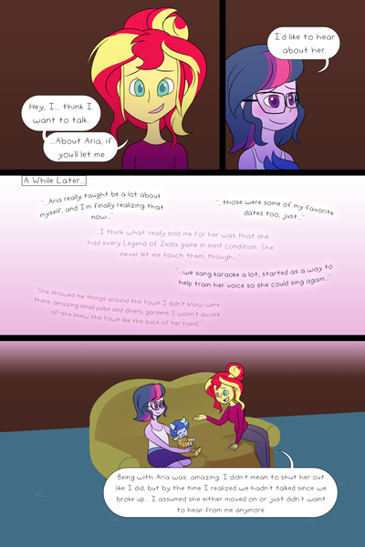 Size: 1000x1500 | Tagged: safe, artist:little-tweenframes, banned from derpibooru, deleted from derpibooru, derpibooru import, sci-twi, sunset shimmer, twilight sparkle, oc, oc:sparkling sapphire, comic:ignition, series:sciset diary, equestria girls, comic, female, lesbian, magical lesbian spawn, offspring, parent:sci-twi, parent:sunset shimmer, parents:scitwishimmer, scitwishimmer, shipping, sunsetsparkle