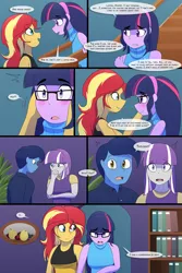 Size: 1280x1920 | Tagged: safe, artist:jase1505, artist:little-tweenframes, artist:verumtee, banned from derpibooru, deleted from derpibooru, derpibooru import, night light, sci-twi, sunset shimmer, twilight sparkle, twilight velvet, human, comic:confessions, series:sunlight horizons, equestria girls, comic, equestria girls-ified, female, lesbian, scitwishimmer, shipping, sunsetsparkle