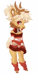 Size: 2067x4000 | Tagged: safe, artist:hiccupsdoesart, banned from derpibooru, deleted from derpibooru, derpibooru import, oc, oc:holly the reindeer, unofficial characters only, anthro, deer, reindeer, anthro oc, clothes, pullover, scarf, socks, solo, tongue out