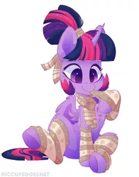 Size: 1500x1914 | Tagged: safe, artist:hiccupsdoesart, banned from derpibooru, deleted from derpibooru, derpibooru import, twilight sparkle, twilight sparkle (alicorn), alicorn, pony, alternate hairstyle, chest fluff, clothes, cute, leg warmers, ponytail, scarf, simple background, solo, twiabetes, white background