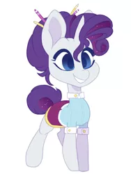 Size: 3000x4000 | Tagged: safe, artist:hiccupsdoesart, banned from derpibooru, deleted from derpibooru, derpibooru import, rarity, pony, unicorn, leak, spoiler:g5, alternate design, clothes, g5, miniskirt, rarity (g5), shirt, simple background, skirt, white background