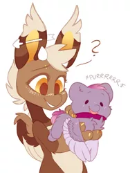 Size: 3000x4000 | Tagged: safe, artist:hiccupsdoesart, banned from derpibooru, deleted from derpibooru, derpibooru import, oc, oc:noodle, oc:orchid flower, unofficial characters only, pony, amputee, baby, baby pony, chest fluff, congenital amputee, disabled, physical disability, piercing, purring