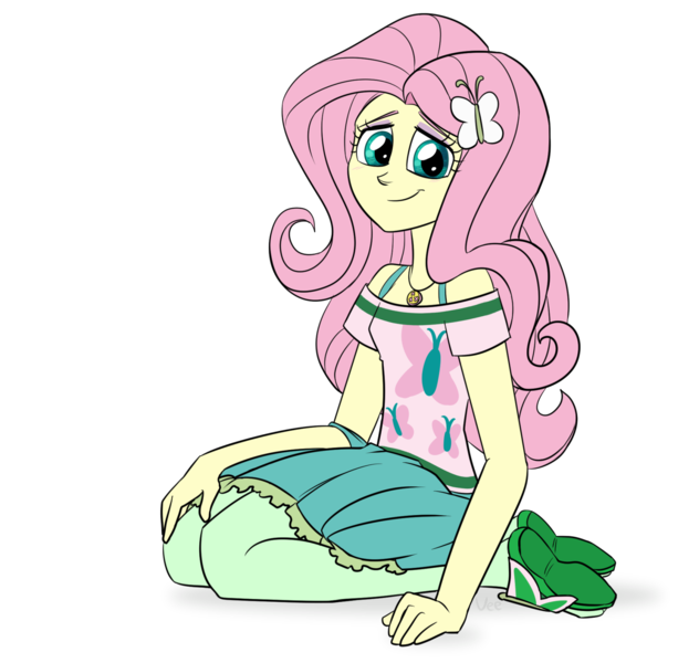 Size: 1680x1595 | Tagged: safe, artist:verumteednp, banned from derpibooru, deleted from derpibooru, derpibooru import, fluttershy, equestria girls, clothes, geode of fauna, looking at you, magical geodes, pantyhose, requested art, shoes, simple background, skirt, smiling, solo, transparent background