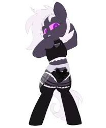 Size: 3927x4724 | Tagged: suggestive, artist:taaffeiite, banned from derpibooru, deleted from derpibooru, derpibooru import, oc, oc:cyberia starlight, unofficial characters only, earth pony, pony, black underwear, blushing, bow, clothes, collar, colored sketch, frilly underwear, garters, lingerie, looking, looking at you, panties, simple background, sketch, socks, solo, thigh highs, transparent background, underwear