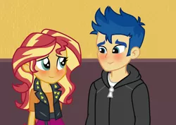 Size: 2384x1684 | Tagged: safe, artist:paulysentry, banned from derpibooru, deleted from derpibooru, derpibooru import, flash sentry, sunset shimmer, equestria girls, equestria girls series, cropped, female, flashimmer, male, shipping, straight