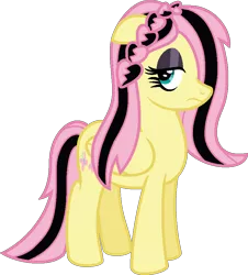 Size: 803x889 | Tagged: safe, artist:amrasfelagund, banned from derpibooru, deleted from derpibooru, derpibooru import, fluttershy, pony, alternate hairstyle, dyed hair, dyed mane, dyed tail, emoshy, eyeshadow, floppy ears, friendship is magic: the next generation, hair over one eye, headcanon in the description, makeup, simple background, solo, transparent background
